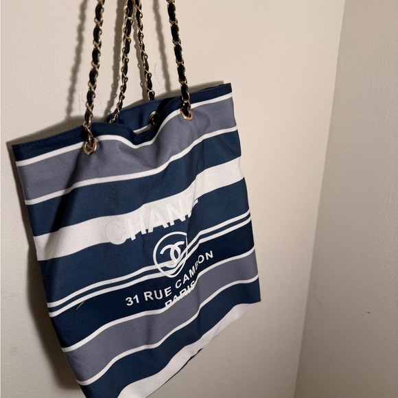 CHANEL VIP bag Navy and White Striped Bag (VIP item) - Picture 1 of 5